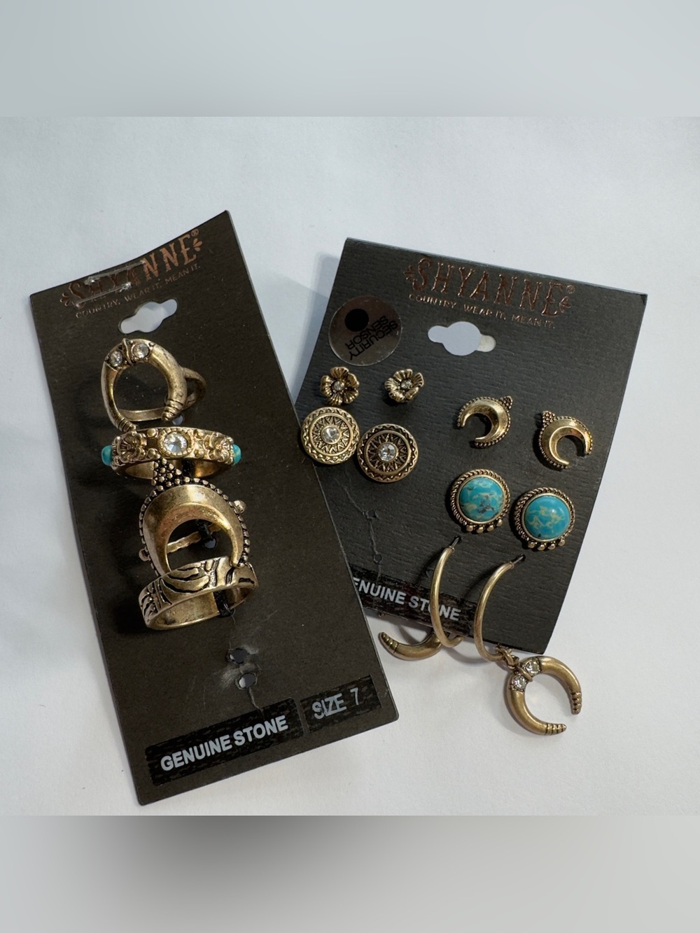 Shyanne Gold-Tone Ring & Earring Set with Turquoise Accents